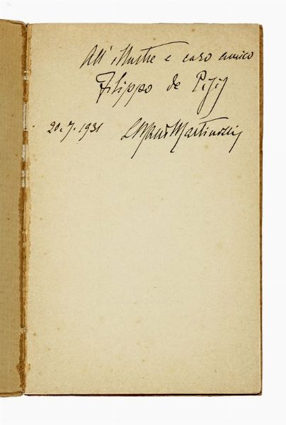 Filippo de Pisis : Dedica autografa su libro Filippo de Pisis, Poesie.  - Asta Libri, autografi e manoscritti - Associazione Nazionale - Case d'Asta italiane