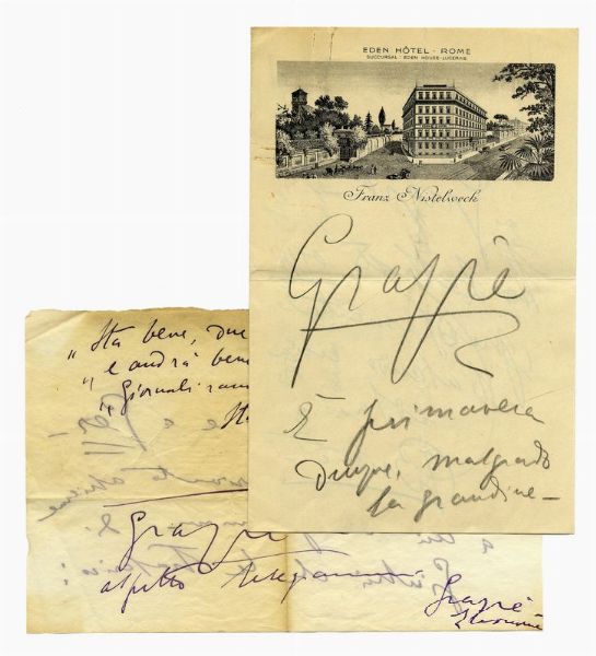 ELEONORA DUSE : 3 lettere autografe firmate, inviate ad amiche.  - Asta Libri, autografi e manoscritti - Associazione Nazionale - Case d'Asta italiane