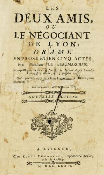 LOUIS ANSEAUME : Le peintre amoureux de son modle; pice en deux actes, parodie dal Pittore innamorato, intermede italien: reprsente pour la premire fois sur le thtre de l'Opra-comique de la foire S. Laurent...  - Asta Libri, autografi e manoscritti - Associazione Nazionale - Case d'Asta italiane