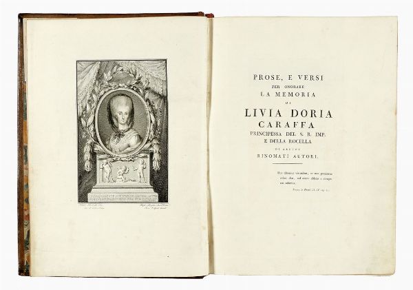 GIAMBATTISTA BODONI : Prose e versi per onorare la Memoria di Livia Doria Caraffa Principessa...  - Asta Libri, autografi e manoscritti - Associazione Nazionale - Case d'Asta italiane