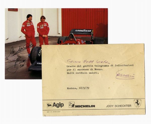 ENZO FERRARI : Foto cartolina con firma autografa.  - Asta Libri, autografi e manoscritti - Associazione Nazionale - Case d'Asta italiane