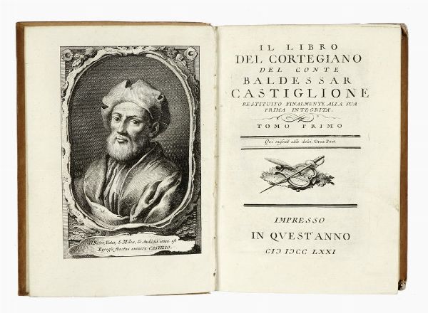 BALDASSARRE CASTIGLIONE : Il Libro del Cortegiano [...] restituito finalmente alla sua prima integrit. Tomo primo (-secondo).  - Asta Libri, autografi e manoscritti - Associazione Nazionale - Case d'Asta italiane
