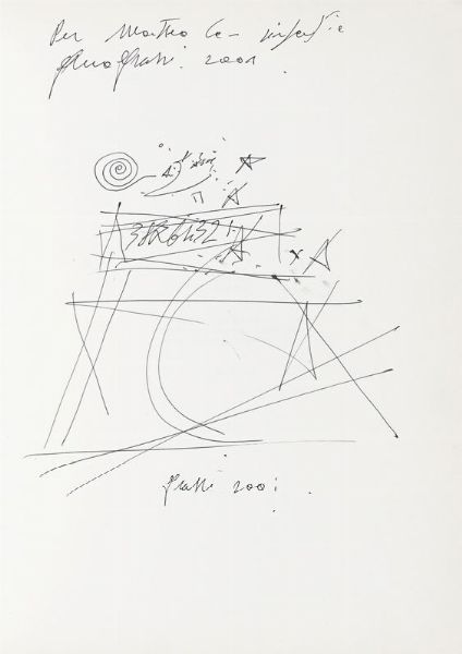 FRANCO FRATTI : Disegno e dedica autografa su libro.  - Asta Libri, autografi e manoscritti - Associazione Nazionale - Case d'Asta italiane