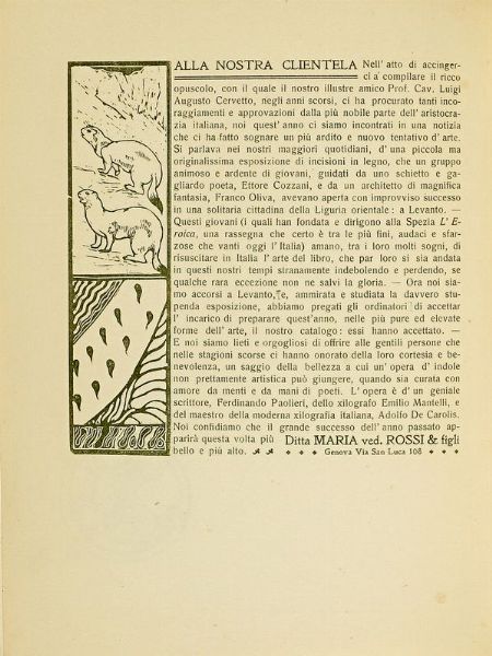 ADOLFO DE CAROLIS : Pellicceria Maria Ved. Rossi. (Catalogo pubblicitario).  - Asta Libri, autografi e manoscritti - Associazione Nazionale - Case d'Asta italiane