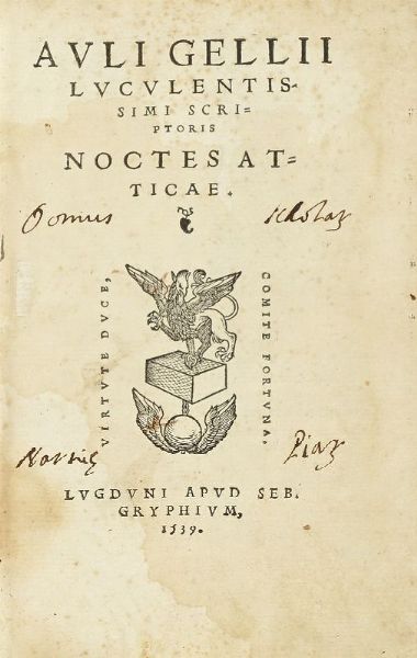 AULUS GELLIUS : Noctes Atticae.  - Asta Libri, autografi e manoscritti - Associazione Nazionale - Case d'Asta italiane