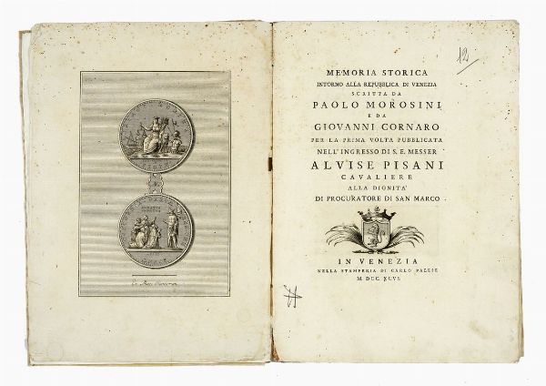 PAOLO MOROSINI : Memoria storica intorno alla Repubblica di Venezia.  - Asta Libri, autografi e manoscritti - Associazione Nazionale - Case d'Asta italiane