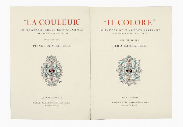 CESARE RATTA : Il Colore. 130 tavole di 70 artisti italiani [...]. Con prefazione di Piero Misciattelli.  - Asta Libri, autografi e manoscritti - Associazione Nazionale - Case d'Asta italiane