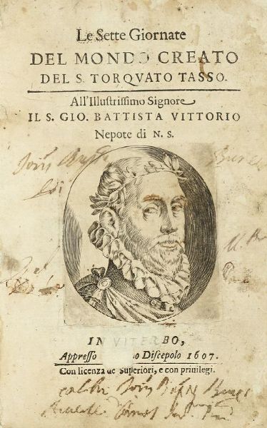 Torquato Tasso : Goffredo overo Gierusalemme liberata [...] aggiunti i cinque canti del signor Camillo Camilli con li soliti loro argomenti...  - Asta Libri, autografi e manoscritti - Associazione Nazionale - Case d'Asta italiane