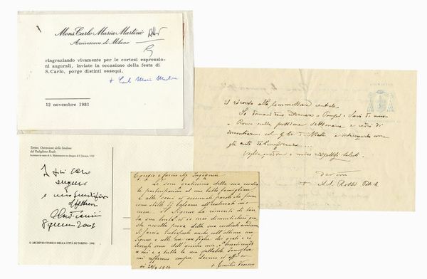 CARLO MARIA MARTINI : Firma autografa su biglietto di ringraziamenti.  - Asta Libri, autografi e manoscritti - Associazione Nazionale - Case d'Asta italiane