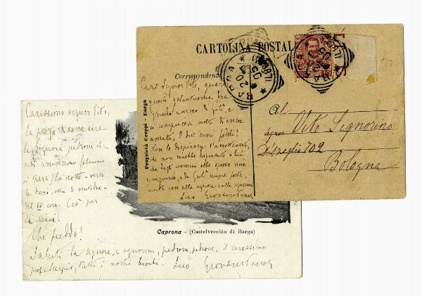 Giovanni Pascoli : 2 cartoline autografe firmate.  - Asta Libri, autografi e manoscritti - Associazione Nazionale - Case d'Asta italiane
