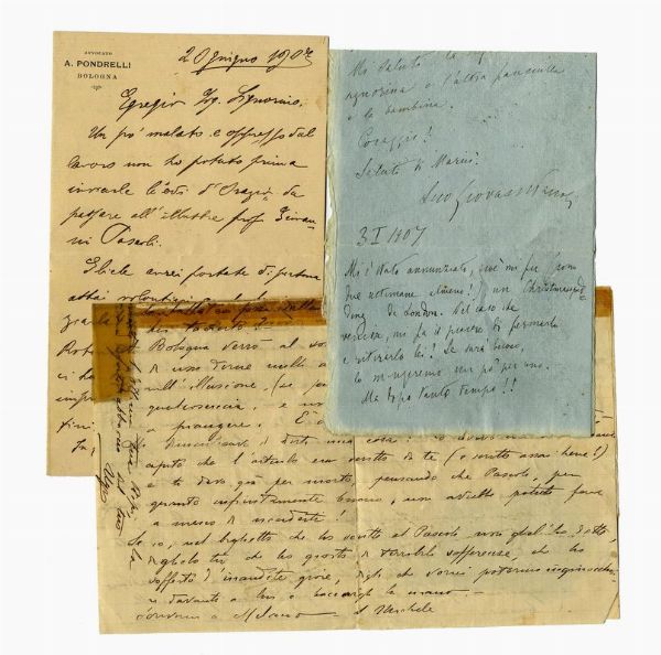 Giovanni Pascoli : 1 lettera autografa firmata.  - Asta Libri, autografi e manoscritti - Associazione Nazionale - Case d'Asta italiane