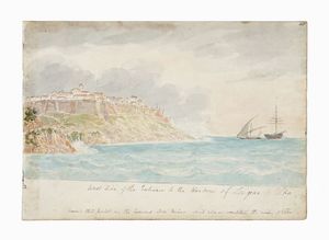 LORD WILLIAM PAGET - Sette acquerelli con vedute di Portoferraio e Portolongone e altri scorci dell'isola d'Elba dal taccuino di viaggio di William Paget.