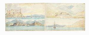 LORD WILLIAM PAGET : Sette acquerelli con vedute di Portoferraio e Portolongone e altri scorci dell'isola d'Elba dal taccuino di viaggio di William Paget.  - Asta Libri, autografi e manoscritti - Associazione Nazionale - Case d'Asta italiane