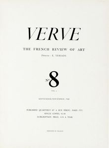 Verve. The French review of art. N. 8. Vol. 2. September-November 1940.  - Asta Libri, autografi e manoscritti - Associazione Nazionale - Case d'Asta italiane