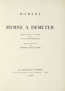 HOMERUS - Hymne  Dmter [...]. Burins originaux de Roger Vieillard.
