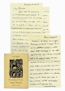 CARLO BETOCCHI - Raccolta di 6 lettere e 5 biglietti autografi, insieme a 1 libro dedicato e 1 ritratto fotografico con dedica e firma autografa.