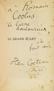 JEAN COCTEAU - Dedica autografa su libro Le Grand Écart.