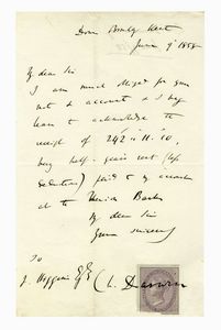 CHARLES DARWIN - Lettera autografa firmata.