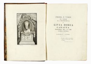 GIAMBATTISTA BODONI - Prose e versi per onorare la Memoria di Livia Doria Caraffa Principessa...