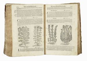 PIETRO ANDREA MATTIOLI : [I discorsi [...] ne i sei libri della materia medicinale di Pedacio Dioscoride Anazarbeo [...]. Con le Figure tirate dalle naturali, & vive piante, & Animali, in numero molto maggiore...].  - Asta Libri, autografi e manoscritti - Associazione Nazionale - Case d'Asta italiane