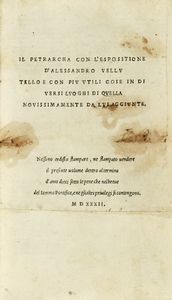 Francesco Petrarca - Il Petrarcha con l'espositione d'Alessandro Vellutello e con piu utili cose in diversi luoghi di quella novissimamente da lui aggiunte.