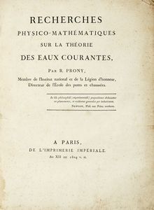 PRONY GASPARD CLAIR FRANCOIS MARIE RICHE DE PRONY - Recherches physico-mathmatiques sur la thorie des eaux courantes.