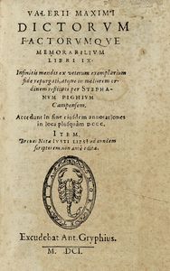 VALERIUS MAXIMUS - Dictorum, factorumque memorabilium. Libri IX.