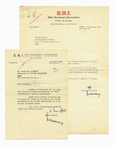 ENRICO MATTEI - Raccolta di 12 lettere dattiloscritte con firme autografe e 7 telegrammi.