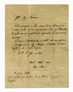 SILVIO PELLICO - Lettera autografa firmata inviata al rettore del Seminario di Acqui.