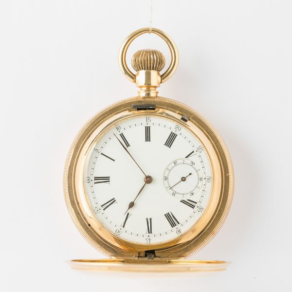 Orologio da tasca, anonimo , cassa a savonette in oro 14 kt, per il mercato americano, movimento con scappamento ad ancora, quadrante in smalto bianco, 1890 circa, gr 115, 51 mm  - Asta Pocket Watches - Associazione Nazionale - Case d'Asta italiane