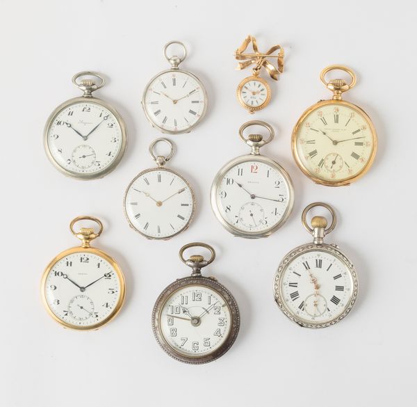 Lotto di nove orologi di cui uno da tasca e uno a spilla  - Asta Pocket Watches - Associazione Nazionale - Case d'Asta italiane