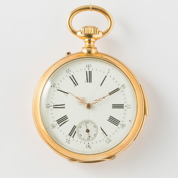Orologio da tasca anonimo, suoneria ore e quarti, cassa in oro 18 kt, movimento con scappamento ad ancora, quadrante in smalto bianco, 1900 circa, gr 95, 48 mm  - Asta Pocket Watches - Associazione Nazionale - Case d'Asta italiane