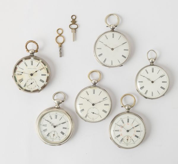 Lotto di sei orologi di fine ‘800 , con carica a chiavetta.  - Asta Pocket Watches - Associazione Nazionale - Case d'Asta italiane