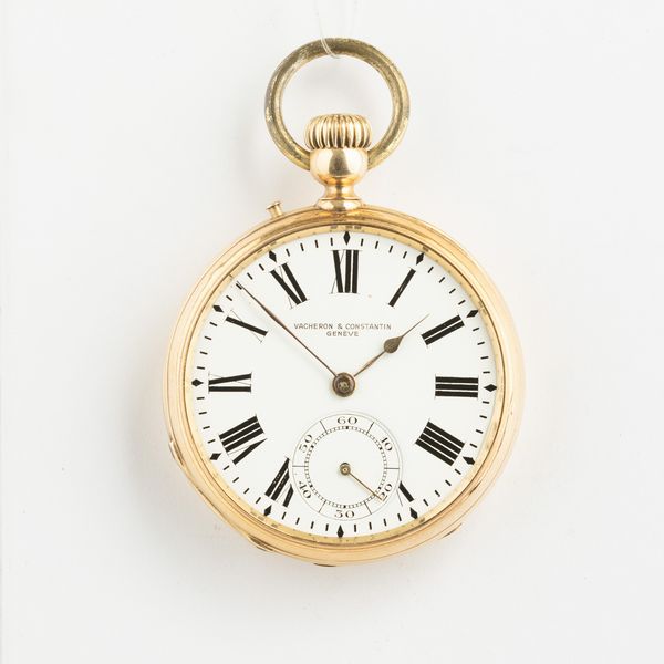 VACHERON & CONSTANTIN - Orologio da tasca in oro 18 kt, carica a remontoir, movimento con scappamento ad ancora, quadrante in smalto bianco, mancanza del vetro, mm 45, gr  74  - Asta Pocket Watches - Associazione Nazionale - Case d'Asta italiane