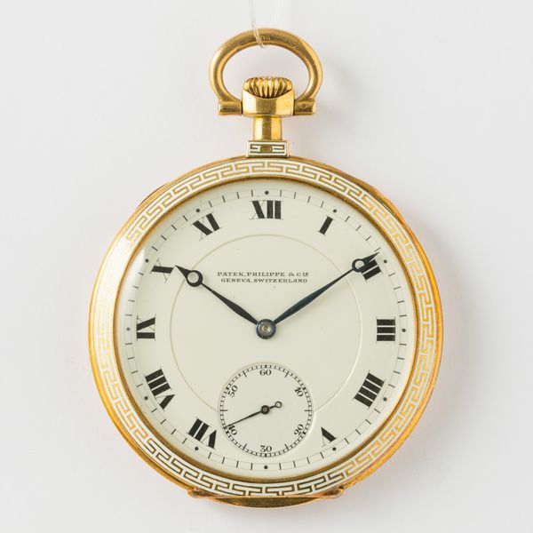 Patek Philippe, orologio da taschino, dress watch, cassa in oro 18 kt, con decorazioni smaltate  su fronte e retro, movimento con scappamento ad ancora, 1935 circa, gr 73, 44 mm  - Asta Pocket Watches - Associazione Nazionale - Case d'Asta italiane