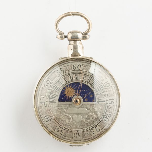 Orologio da tasca inglese, 1800 circa, cassa in argento, movimento con scappamento a verga e conoide, quadrante in argento del tipo “Sun and Moon” ( modifica introdotta in tempi successivi )  - Asta Pocket Watches - Associazione Nazionale - Case d'Asta italiane