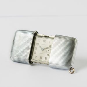 Movado Ermeto, 1960 circa, in metallo cromato con scatola originale  - Asta Pocket Watches - Associazione Nazionale - Case d'Asta italiane