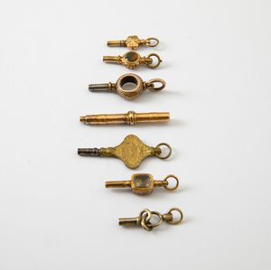 Lotto composto da  7 chiavette per orologi da tasca in metallo.  - Asta Pocket Watches - Associazione Nazionale - Case d'Asta italiane