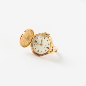 Rolex, anello con orologio, 1950 circa, carica manuale, in oro 18 kt, gr 8, da revisionare  - Asta Pocket Watches - Associazione Nazionale - Case d'Asta italiane