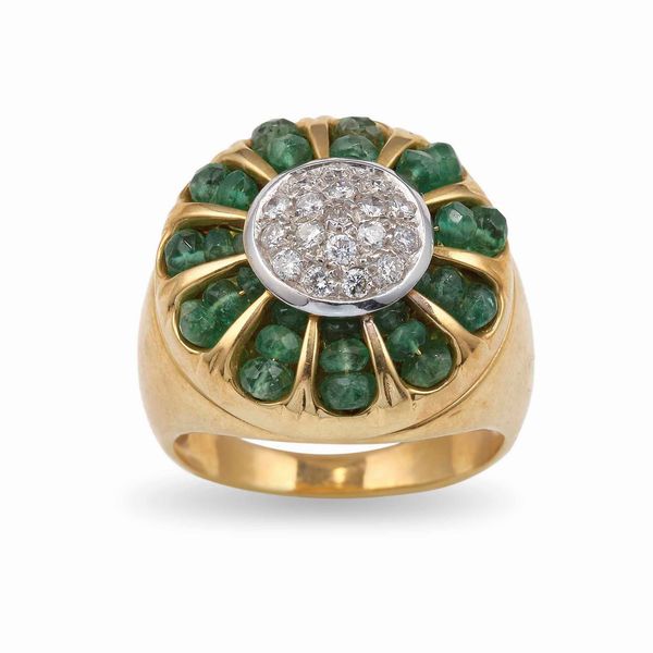 Anello con smeraldi e diamanti  - Asta Gioielli - Associazione Nazionale - Case d'Asta italiane