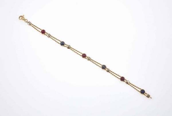 Bracciale con rubini e zaffiri taglio cabochon  - Asta Gioielli - Associazione Nazionale - Case d'Asta italiane