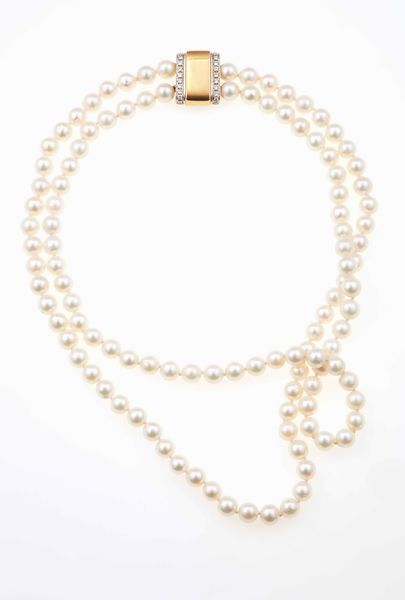 Girocollo a due fili di perle coltivate  - Asta Gioielli - Associazione Nazionale - Case d'Asta italiane