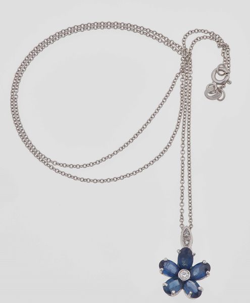 Pendente con zaffiri e diamante  - Asta Gioielli - Associazione Nazionale - Case d'Asta italiane