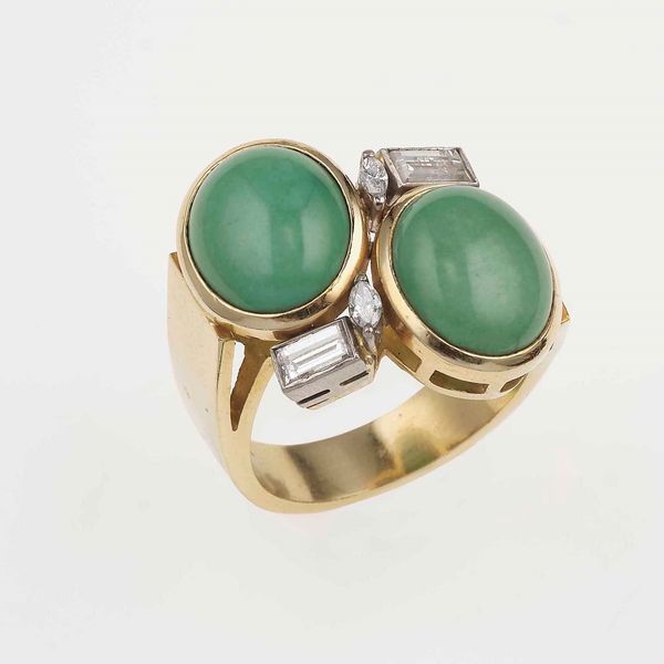 Anello contrarié con turchese e diamanti  - Asta Gioielli - Associazione Nazionale - Case d'Asta italiane