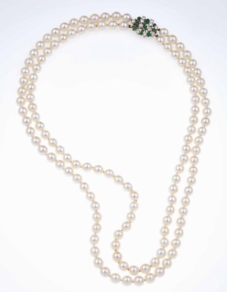 Girocollo a due fili di perle coltivate  - Asta Gioielli - Associazione Nazionale - Case d'Asta italiane