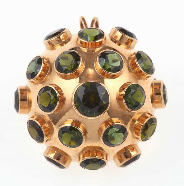 Spilla/pendente con tormaline  - Asta Gioielli - Associazione Nazionale - Case d'Asta italiane