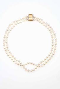 Girocollo a due fili di perle coltivate  - Asta Gioielli - Associazione Nazionale - Case d'Asta italiane