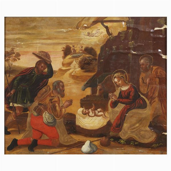 Scuola veneto-cretese, sec. XVII  - Asta ASTA A TEMPO I DIPINTI ANTICHI - Associazione Nazionale - Case d'Asta italiane