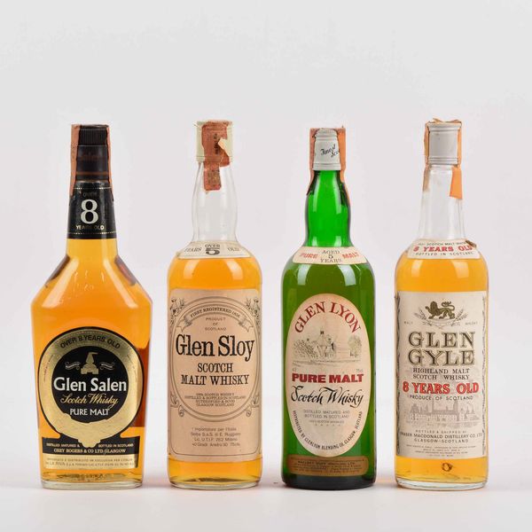 Glen Salen, Glen Sloy, Glen Lyon, Glen Gyle, Scotch Whisky Malt  - Asta Whisky & Co. - Associazione Nazionale - Case d'Asta italiane