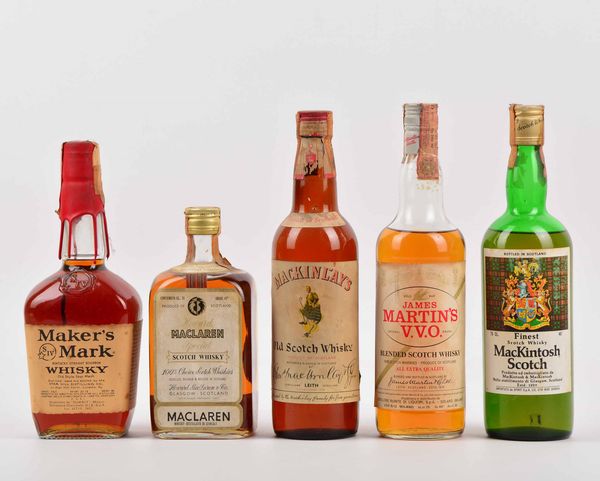 Maclarem, Mackinlay's, James Martin's, Mackintosh, Scotch Whisky,<BR>Bourbon Makers Mark  - Asta Whisky & Co. - Associazione Nazionale - Case d'Asta italiane